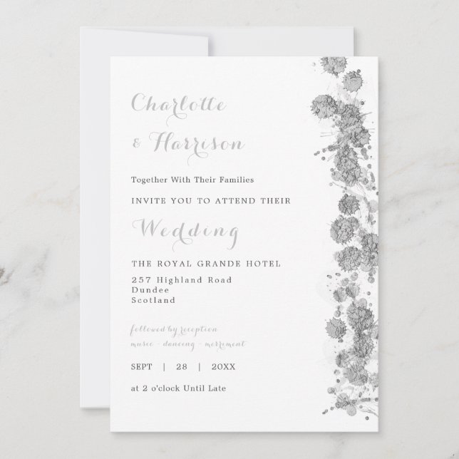 Invitation Mariage photo Abstrait Silver blanc (Devant)