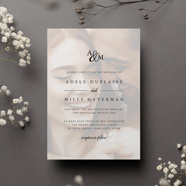 Invitation Mariage photo Ampersand Monogram (Classic monogram wedding invitation)