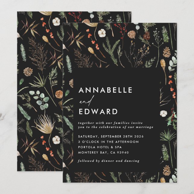 Invitation Mariage photo arche aquarelle botanique floral (Devant / Derrière)