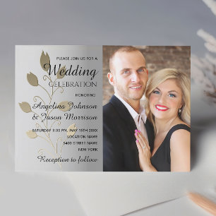 Invitation Mariage Photo Argent et Or