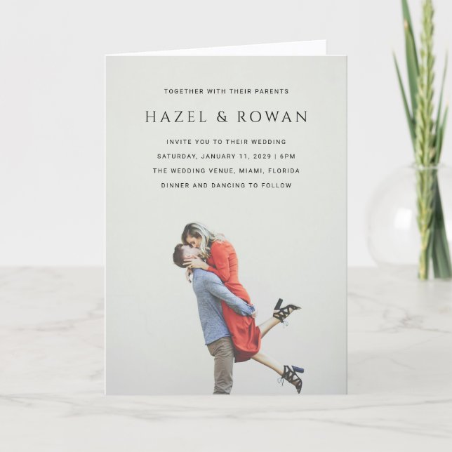 Invitation Mariage photo avec QR code moderne simple (Devant)