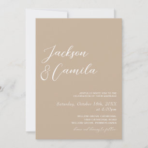 Invitation Mariage photo Bohème Beige 