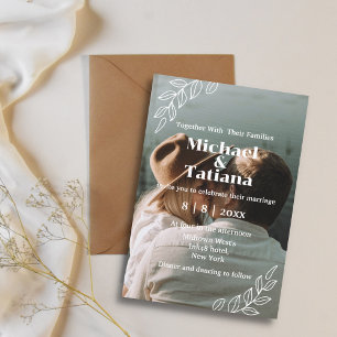 Invitation mariage photo bohème botanique élégant écriture mo