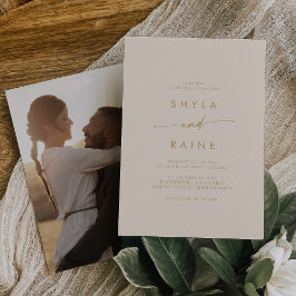 Invitation Mariage photo Boho Chic Vintage Gold Décontracté