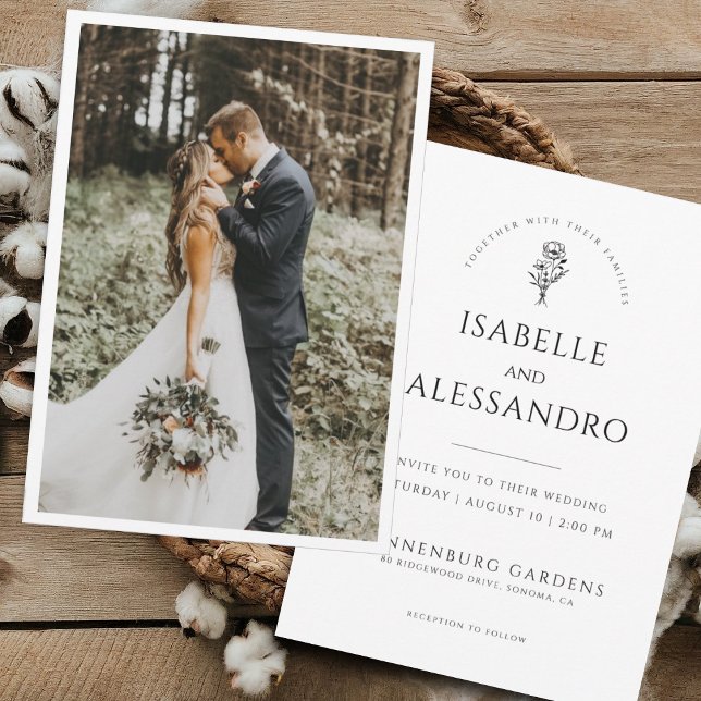 Invitation Mariage photo Boho romantique | Minimaliste modern (Créateur téléchargé)