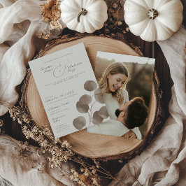 Invitation Mariage photo botanique de l'automne ivoire et cen