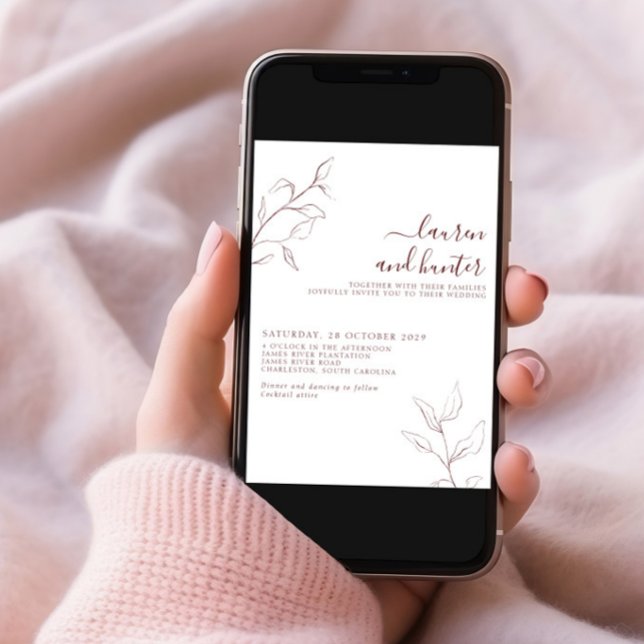 Invitation Mariage photo botanique de script bourguignon mode (Créateur téléchargé)