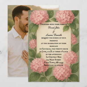 Invitation Mariage photo Budget Friendly Pink Hydrangea