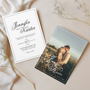 Invitation Mariage photo Carré classique élégant