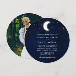 Invitation Mariage photo céleste de la lune et des étoiles