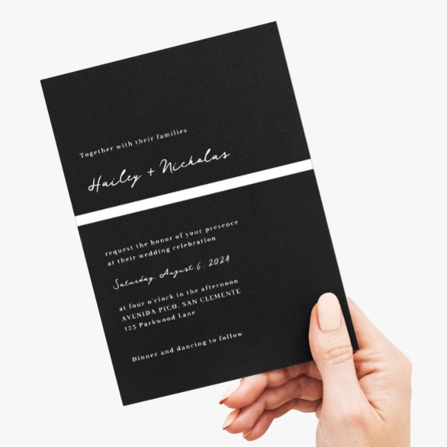 Invitation Mariage photo classique élégant noir gras en-tête (Créateur téléchargé)
