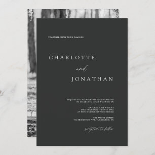 Invitation Mariage photo classique noir et blanc simple