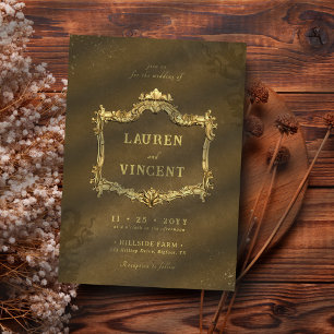 Invitation Mariage photo classique Vintage or baroque cadre
