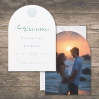 Mariage photo coquille blanche aqua typographie mi