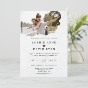 Invitation Mariage photo couleur aquarelle unique