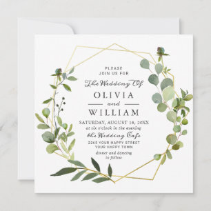 Invitation Mariage photo de cadre géométrique Eucalyptus mode