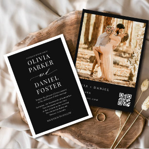 Invitation Mariage photo de code QR noir et blanc