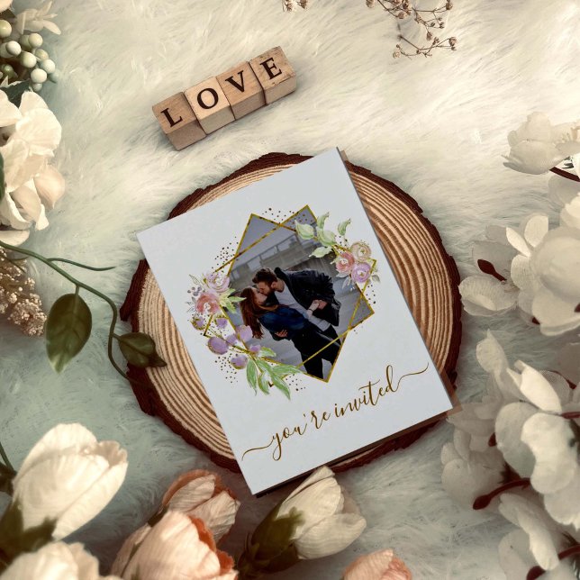 Invitation Mariage photo de couleur d'eau moderne (Créateur téléchargé)