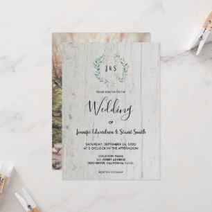 Invitation Mariage photo de couleur d'eau rustique feuille mo