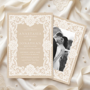 Invitation Mariage Photo de dentelle blanche vintage