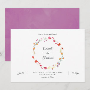 Invitation Mariage photo de fleurs sauvages aquarelle