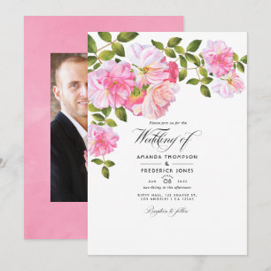 Invitation Mariage photo de jardin de roses roses