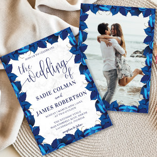 Invitation Mariage photo de la marine bleu et blanc