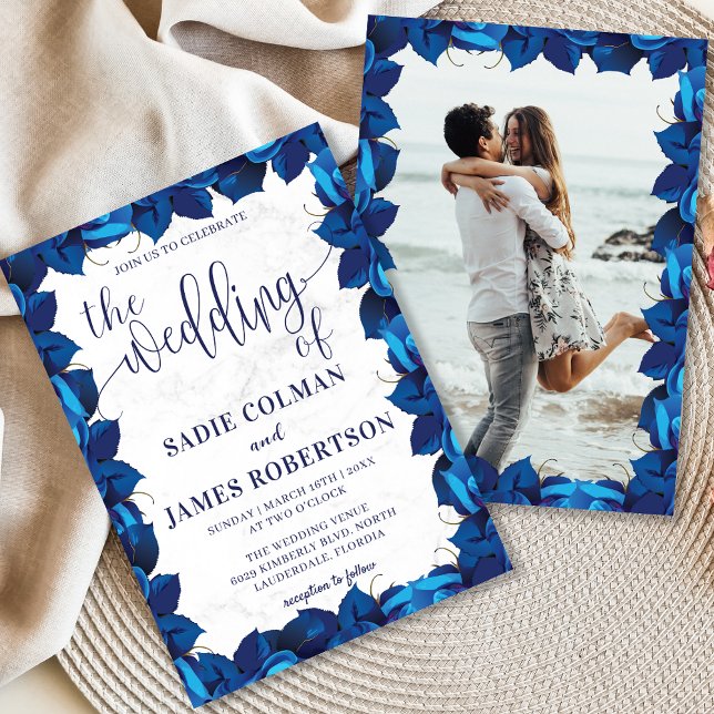 Invitation Mariage photo de la marine bleu et blanc (Créateur téléchargé)