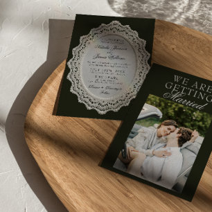 Invitation Mariage Photo de Noces Ancien Argenté et Noir