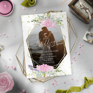 Invitation Mariage photo de printemps Pastel Color Fleur sauv