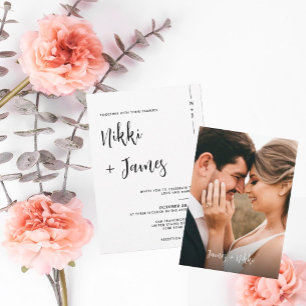 Invitation Mariage photo de script Initiales simples
