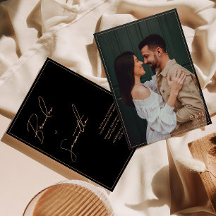 Invitation Mariage photo de script noir et blanc à la main