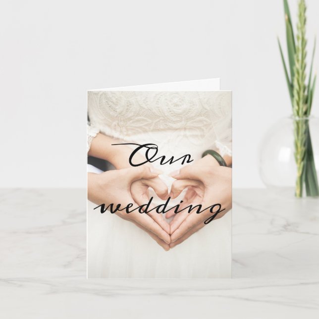 Invitation Mariage photo de script personnalisé simple (Devant)