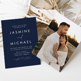 Invitation Mariage photo de style minimaliste moderne marine