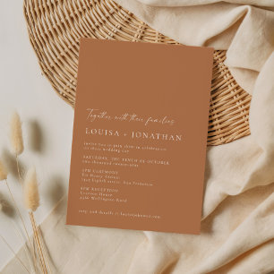 Invitation Mariage Photo de Style Terracotta Minimaliste Chic