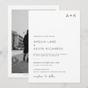 Invitation Mariage photo de typographie moderne et minimalist