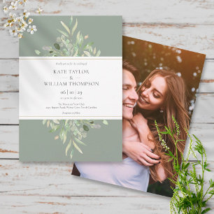 Invitation Mariage Photo de verdure d'eucalyptus vert sauge