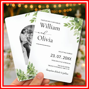 Invitation Mariage PHOTO de verdure d'eucalyptus vert sauge