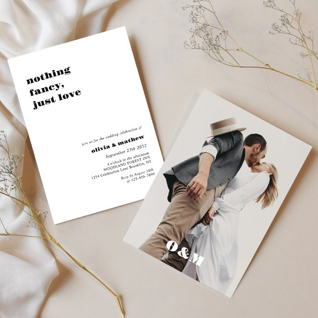 Invitation Mariage photo Décontracté de monogramme en gras (Créateur téléchargé)