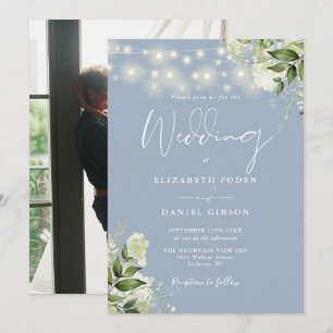 Invitation Mariage photo Dusty Blue Floral