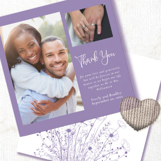 Invitation Mariage photo Dusty Purple Arrière - plan Merci