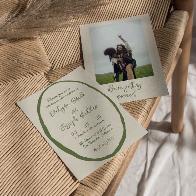 Invitation Mariage photo écrit à la main dessiné (Créateur téléchargé)