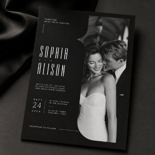 Invitation Mariage photo éditorial noir et blanc moderne