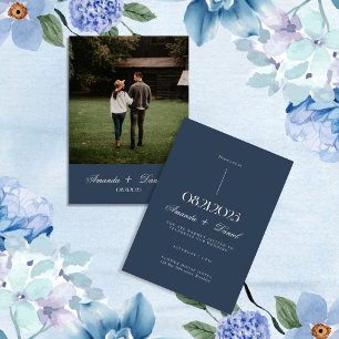 Invitation Mariage photo élégant minimaliste de Blue Navy