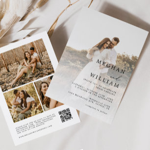 Invitation Mariage photo élégant QR Code