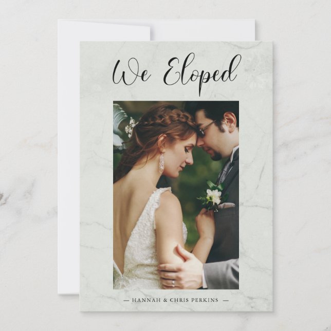 Invitation Mariage photo Eloped Effet Élégant Marbre (Devant)