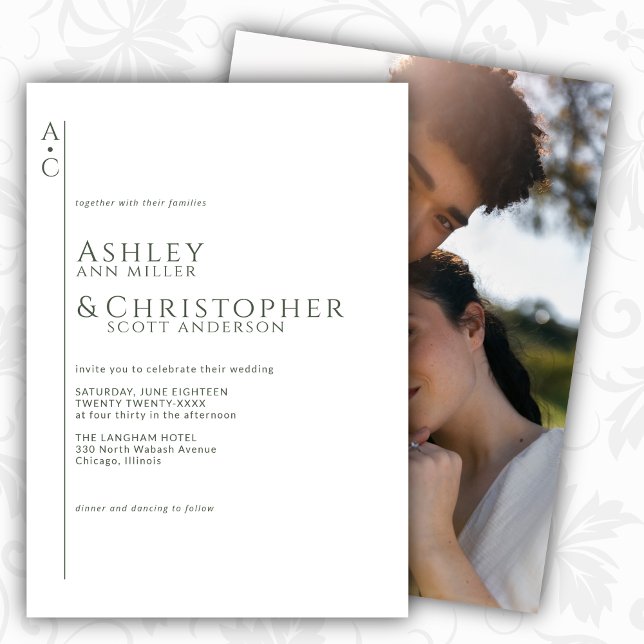 Invitation Mariage photo en ardoise foncée empilée (Créateur téléchargé)