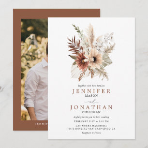 Invitation Mariage photo en laiton de la Pampas de Bohême
