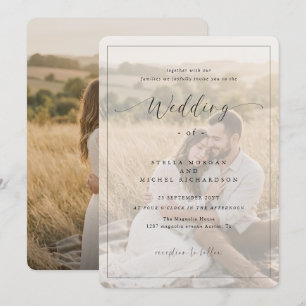 Invitation Mariage photo en surimpression noir et blanc