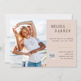 Invitation Mariage PHOTO EN Terracotta légère SAVE DATE QR CO